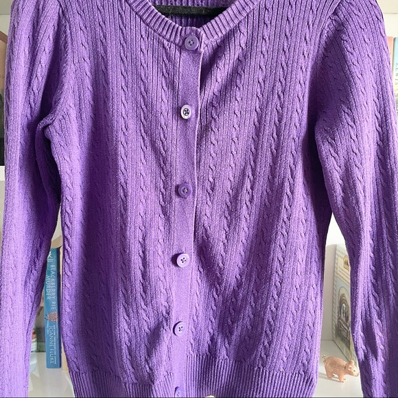 Laura Scott Petite Cable Knit Cardigan Sweater PM - Picture 3 of 16